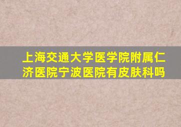 上海交通大学医学院附属仁济医院宁波医院有皮肤科吗