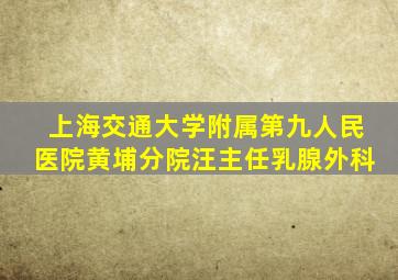 上海交通大学附属第九人民医院黄埔分院汪主任乳腺外科