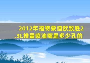 2012年福特蒙迪欧致胜2.3L排量喷油嘴是多少孔的