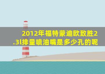 2012年福特蒙迪欧致胜2.3l排量喷油嘴是多少孔的呢