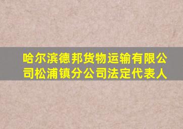 哈尔滨德邦货物运输有限公司松浦镇分公司法定代表人