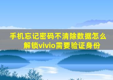 手机忘记密码不清除数据怎么解锁vivio需要验证身份